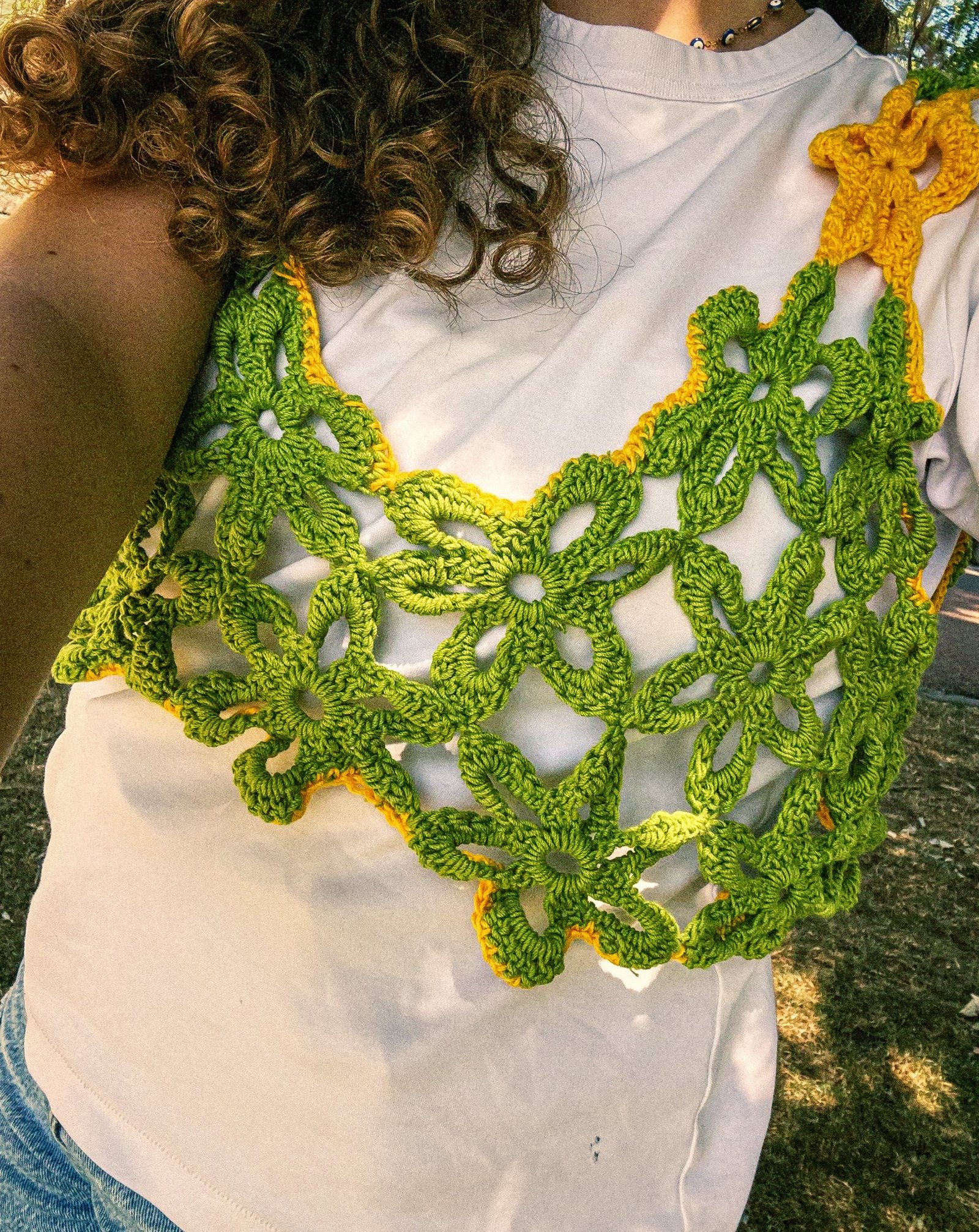 Pensa Tejidos — Green Flower Top