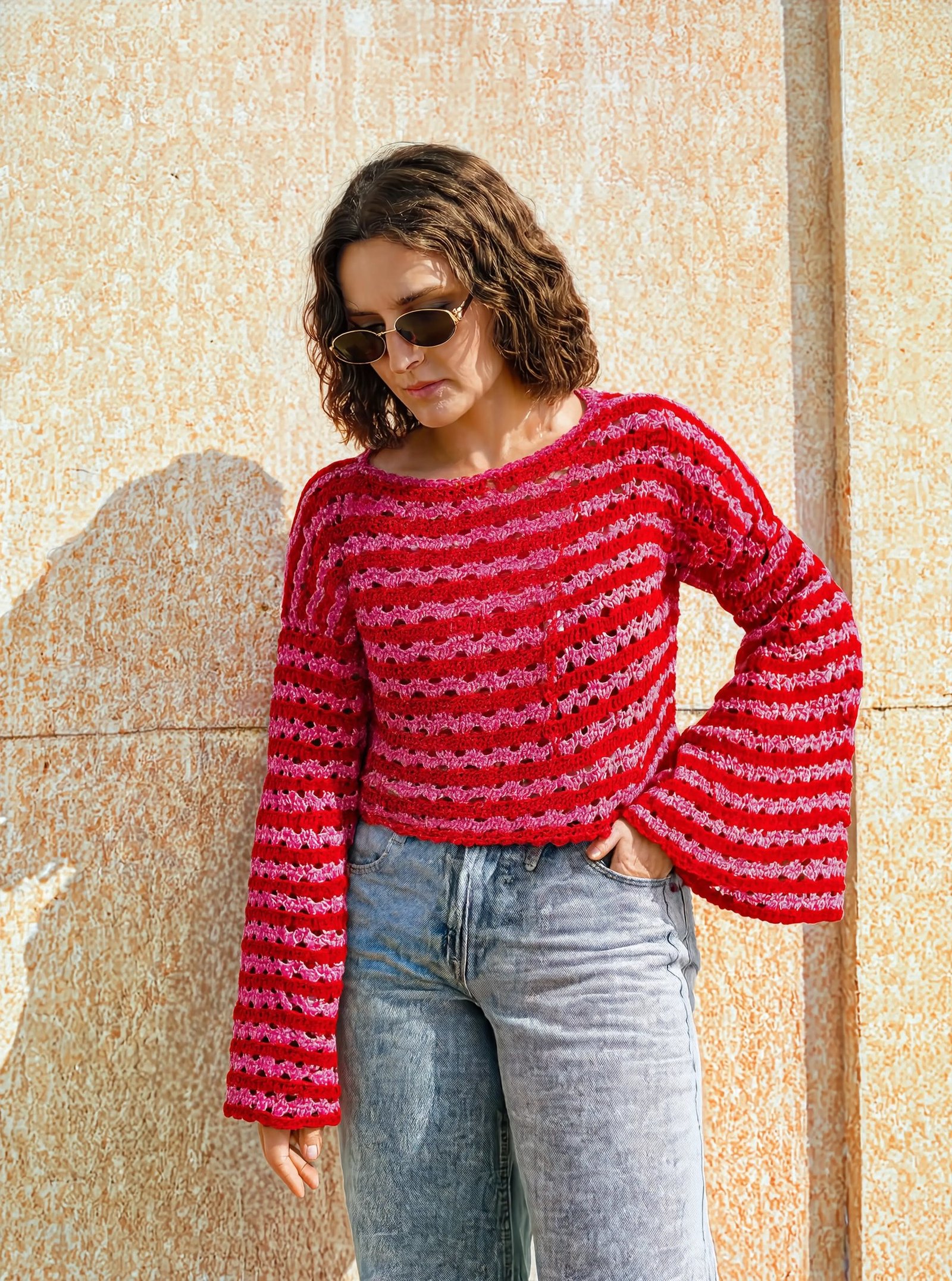 Pensa Tejidos — Red & Pink Cardigan