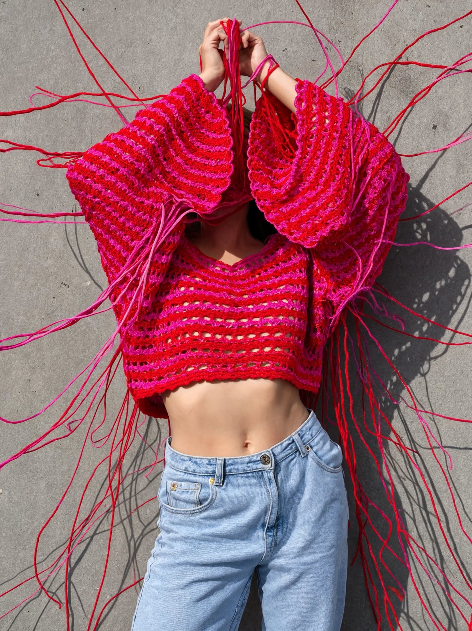 Pensa Tejidos — Red & Pink Cardigan